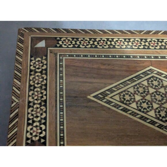 Vintage Marquetry Intricate Inlay Wood Box Trinket Jewelry Handmade - Picture 4 of 12